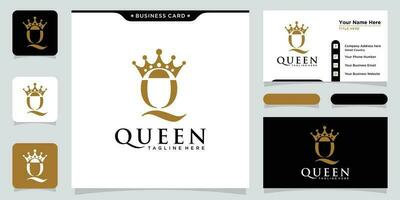 inicial carta q coroa ouro luxo elegante vintage logotipo Projeto. vetor