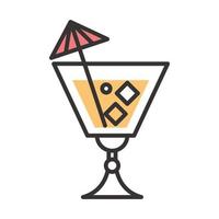 coquetel ícone copo bebida bebida bebida alcoólica linha e preenchimento de design vetor