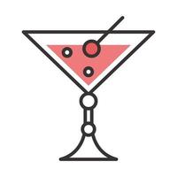 ícone de coquetel bebida fresca e suculenta bebida alcoólica linha e preenchimento vetor