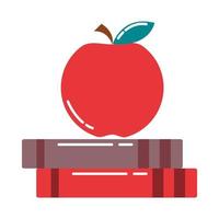 educação escolar fornecer maçã no ícone de estilo plano de livros vetor