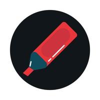 bloco de cor do marcador de suprimentos para educação escolar e ícone de estilo simples vetor