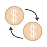 trocar dinheiro dólar negócios financeiros ícone de estilo plano vetor