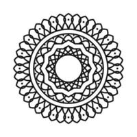 ícone de estilo de linha de ornamento de flor de mandala redondo vetor