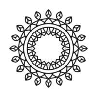 ícone de estilo de linha de ornamento de flor de mandala redondo vetor