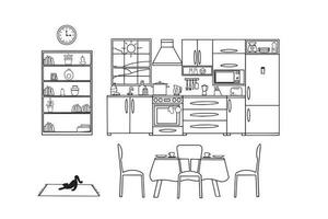 cozinha com mobiliário. moderno acolhedor cozinha interior. vetor