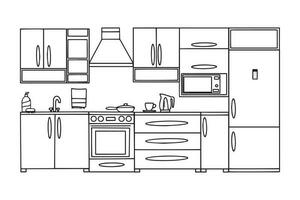 cozinha com mobiliário. moderno acolhedor cozinha interior. vetor