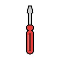 chave de fenda vermelha reparo de ferramentas de manutenção e linha de equipamentos de construção e preencher vetor