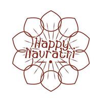 feliz navratri celebração indiana deusa durga cultura banner floral ou ícone de silhueta de cartão vetor