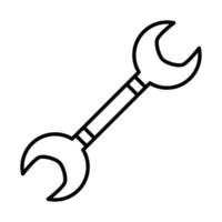 ícone de estilo de linha de equipamento de construção e manutenção de ferramentas de chave vetor