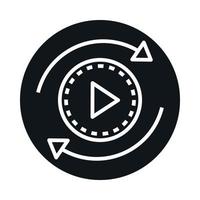 Bloco de botão de vídeo panorâmico de 360 graus e design de ícone de estilo de linha vetor