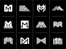 minimalista linha carta m logotipo Projeto branding. moderno companhia inicial m logotipo definir. vetor