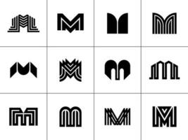 simples linha monograma carta m logotipo Projeto definir. moderno abstrato inicial m logotipo. vetor