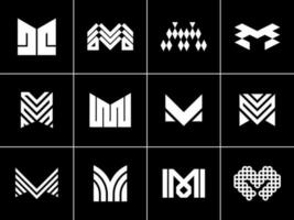conjunto do abstrato linha carta m logotipo Projeto. moderno digital inicial m logotipo marca. vetor