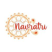 feliz navratri celebração indiana decoração festival banner ícone estilo plano vetor