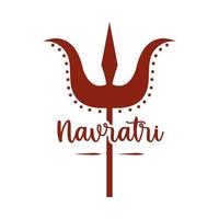 feliz navratri celebração indiana deusa tradicional durga ícone de estilo de silhueta cultural vetor