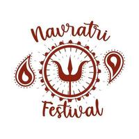 feliz navratri celebração indiana deusa durga festival decorativo ícone de silhueta vetor