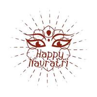 Feliz navratri celebração indiana ícone de estilo silhueta da deusa do poder durga vetor