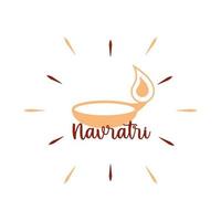 Feliz navratri celebração indiana, queimando vela, deusa durga, cultura, ícone de estilo simples vetor