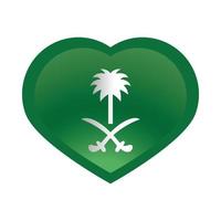 arábia saudita dia nacional bandeira coração verde símbolo nacional ícone gradiente vetor