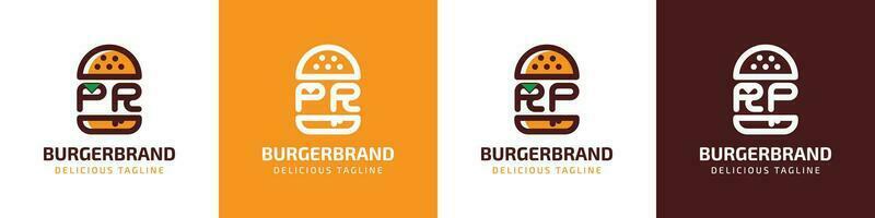 carta pr e rp hamburguer logotipo, adequado para qualquer o negócio relacionado para hamburguer com pr ou rp iniciais. vetor