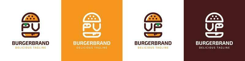 carta pv e vp hamburguer logotipo, adequado para qualquer o negócio relacionado para hamburguer com pv ou vp iniciais. vetor