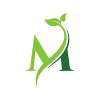 inicial carta m com folha luxo logotipo. verde folha logotipo modelo vetor Projeto.