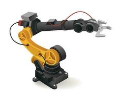 tecnologia ferramenta robô braço braçadeira industrial embalagem fábrica indústria com artificial inteligência vetor