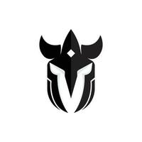 espartano logotipo projeto, vetor viking guardião lutador, simples grego Guerreiro capacete