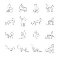 gato solteiro linha conjunto logotipo ícone Projeto ilustração vetor