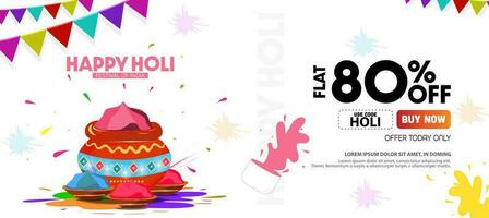 grande venda publicidade bandeira Projeto. holi é a maior cor festival célebre dentro Índia. vetor