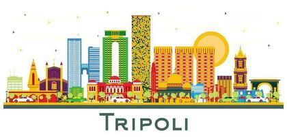 tripoli Líbia cidade Horizonte com cor edifícios isolado em branco. vetor