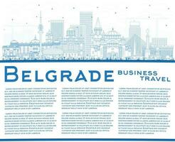 esboço Belgrado Sérvia cidade Horizonte com azul edifícios e cópia de espaço. vetor