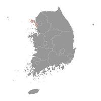 Incheon mapa, metropolitano cidade do sul Coréia. vetor ilustração.