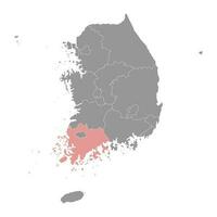 sul jeolla mapa, província do sul Coréia. vetor ilustração.