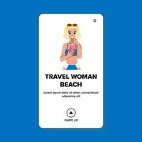 período de férias viagem mulher de praia vetor