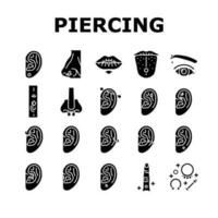 piercing moda beleza brinco ícones conjunto vetor