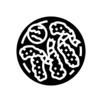 tempura camarão japonês Comida glifo ícone vetor ilustração