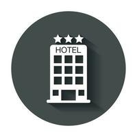 hotel ícone. simples plano pictograma para negócios, marketing, Internet conceito com grandes sombra. vetor