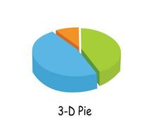 torta gráfico clipart dentro 3d estilo. torta gráfico plano vetor isolado em branco fundo. dados análise, financeiro relatório, o negócio analytics ilustração. infográfico. Estatisticas gráfico. torta gráfico ícone.