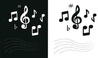 música notas plano vetor conjunto isolado em Preto e branco fundo. canção, melodia ou afinação vetor ilustração. música Nota ícone para musical apps e sites. música símbolo. música pentagrama.