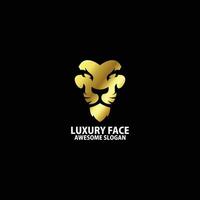 luxo face leão logotipo Projeto elegante vetor