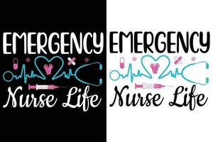 emergência enfermeira vida citações camiseta vetor