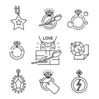 ícones de joias, ilustração de contorno vetorial