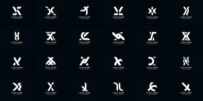 coleção cheio conjunto abstrato carta x monograma logotipo Projeto vetor