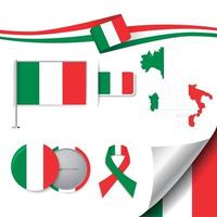 bandeira da itália com elementos vetor