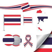 bandeira da tailândia com elementos vetor