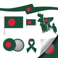 bandeira de bangladesh com elementos vetor