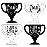 Feliz Dia dos Pais Troféu gráficos em preto e branco vetor