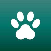 pata impressão ícone vetor ilustração em verde fundo. cachorro, gato, Urso pata símbolo plano pictograma.