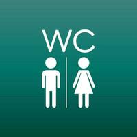 Banheiro, banheiro plano vetor ícone . homens e mulheres placa para Sanitário em verde fundo.
